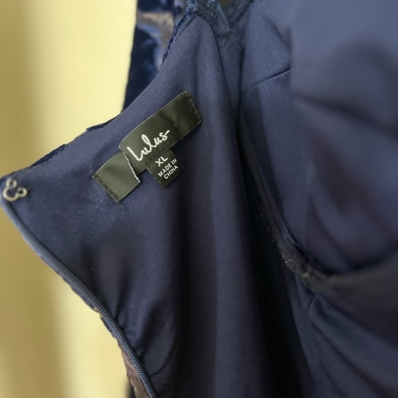 Simply Decadent Navy Floral Velvet Burnout Bustier Mini Dress - Picture 5 of 9